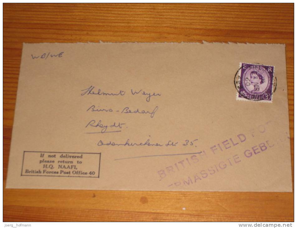 Cover GB UK Grossbritannien 1960 British Field Post England Feldpost To Germany Mönchengladbach Used 0 Army - Storia Postale