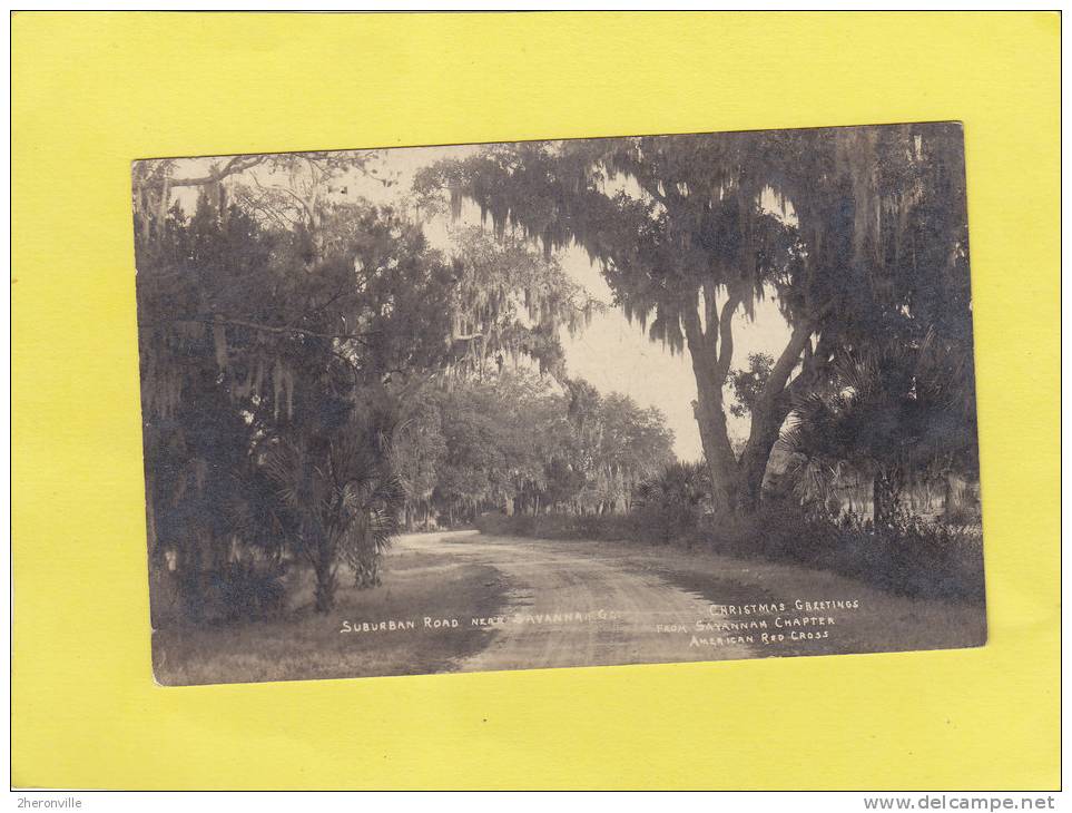 CPA Photo - SAVANNAH - Suburban Road - Christmas Greetings - American Red Cross - Savannah