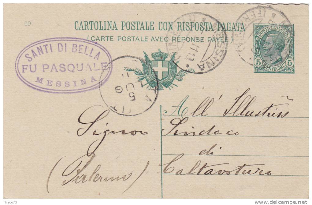 MESSINA  /  CALTAVUTURO  - Card_ Cartolina Pubblicitaria  " Santi DI BELLA " -  1911 - Publicité