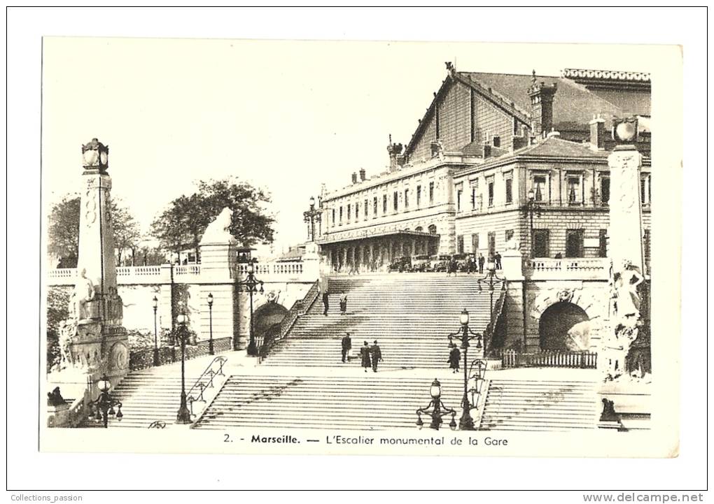 Cp, 13, Marseille, L'Escalier Monumental De La Gare - Stazione, Belle De Mai, Plombières