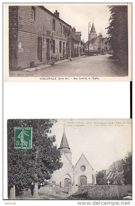 76 CAILLEVILLE 1910 1950 5 CP RUE MONUMENT CHATEAU ECOLE FAUX PLI SUR CPSM - Autres & Non Classés