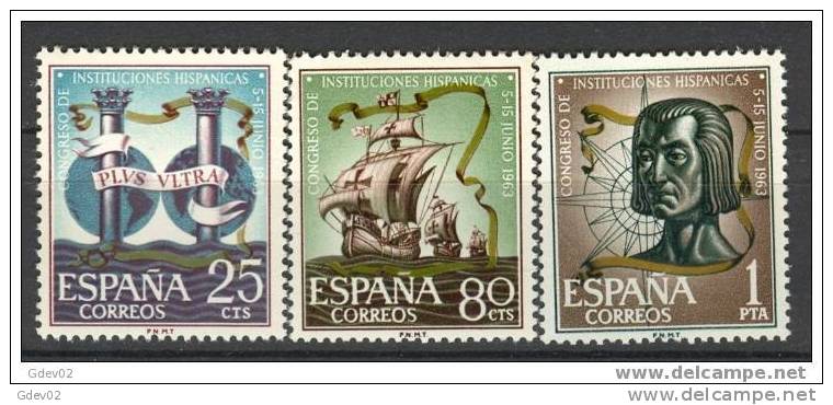 ES1513-2030TEXO.España.Spain..CONGRESO   DE INSTITUCIONES HISPANICAS.1962.(   Ed 1513/5**),sin Charnela. LUJO - Autres & Non Classés