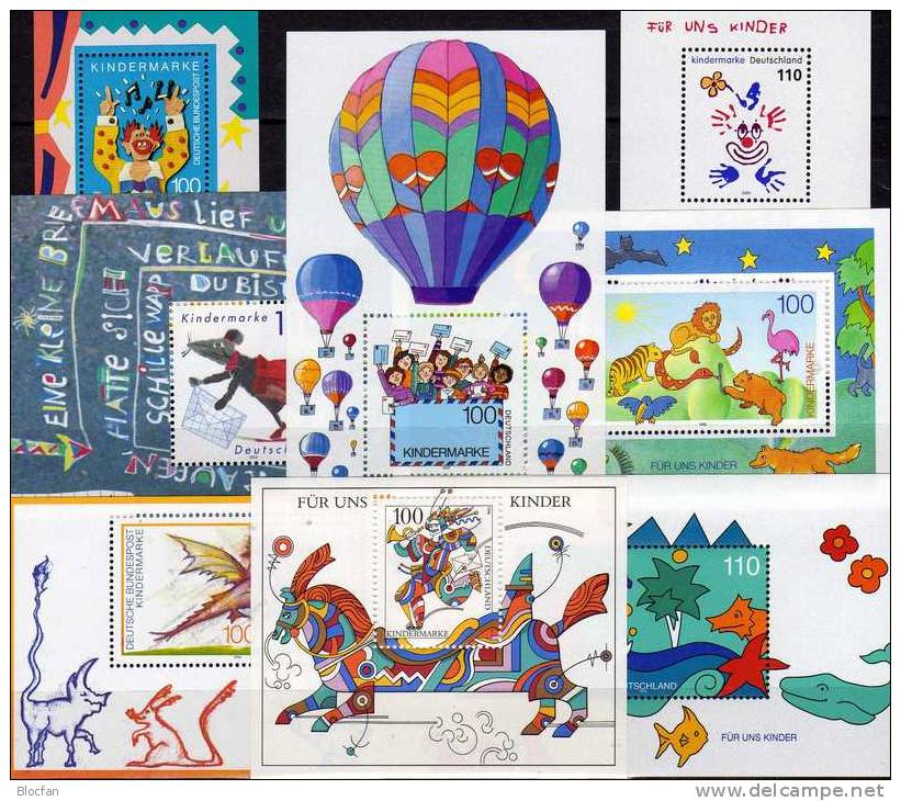 Für Uns Kinder 1993 Bis 2000 BRD Block 27- 53 ** 17€ Maus Drachen Ballon Clown Tiere Bf 7xblocs Chidren Sheet Of Germany - Puppets