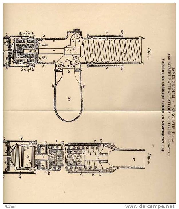 Original Patentschrift - J. Graham In Carnoustie Und Stirling , 1902 , Aufbläher Für Schwimmkörper , Schlauchboot  !!! - Altri & Non Classificati