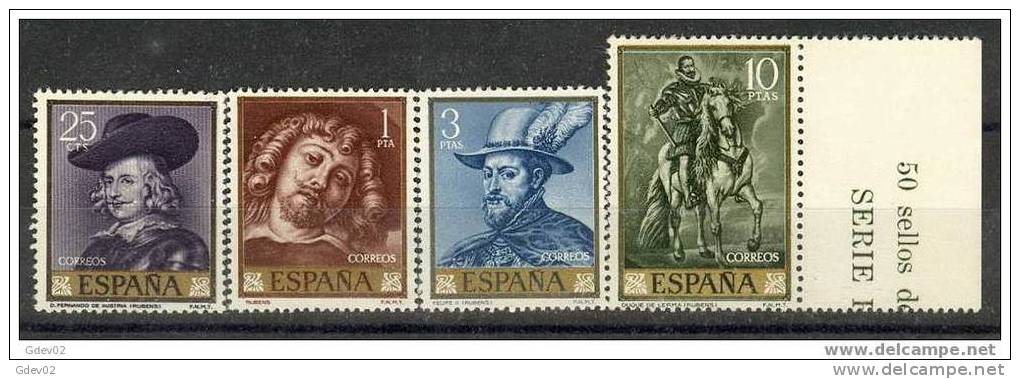 ES1434-L1924TARPR.Spain. Espagne.Pintor.Rubens.D.  Lerma,Felipe Ll.F. De Austia.1962.(Ed 1434/7**),sin Charnela. LUJO - Rubens