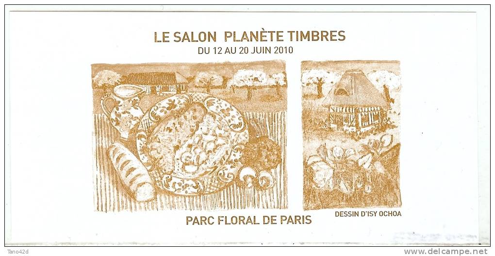 FRANCE - FEUILLET NON GOMME BISTRE EDITE LORS DU PARC FLORAL PARIS JUIN 2010 - Briefmarkenmessen