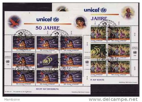 ONU  VIENNE 1996 Unicef    N 238 / 39 = 2 Feuillets Oblitérés - Usados