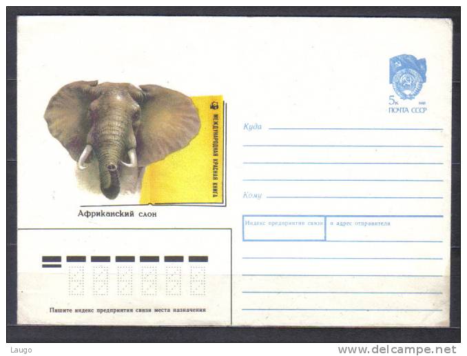 Russia Cover With Imprint - WWf African  Elephant   1988 Unused - Brieven En Documenten