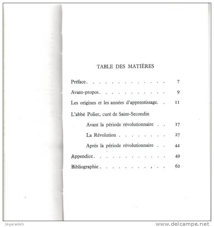 OUVRAGE DE 64 PAGES - L'Abbé David Nicolas Polier Curé De St Secondin Des Vignes (1762- 1864  Par Le Docteur Jean MORNET - Centre - Val De Loire