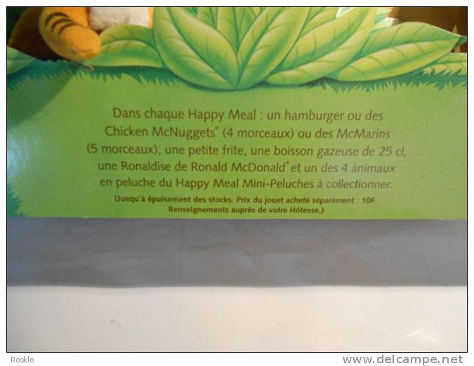MAC DONALD / MINI PELUCHE 1994  / PRESENTOIRE HAPPY MEAL  COMPLET  / 50CMX50CM / PARFAIT ETAT - McDonald's