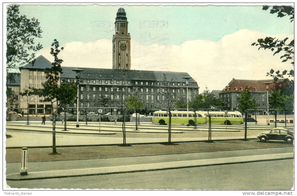 Gelsenkirchen - Buer, Omnibusbahnhof Mit Rathaus, 1960 - Gelsenkirchen