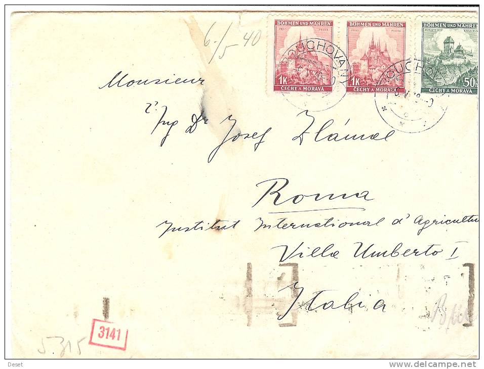 Censored Letter Cover Travelled From Rouchovany To Rome - Storia Postale