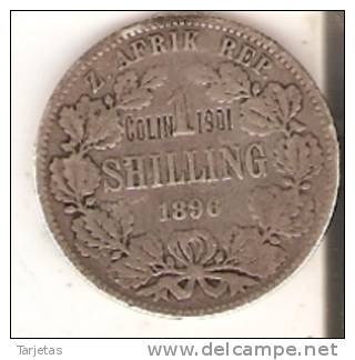 MONEDA DE PLATA DE SUDAFRICA DE 1 SHILING DEL AÑO 1896 CON REPICADO COLIN 1901 (MUY RARA)  (COIN) SILVER,ARGENT. - Zuid-Afrika