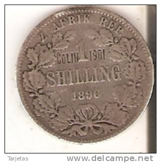 MONEDA DE PLATA DE SUDAFRICA DE 1 SHILING DEL AÑO 1896 CON REPICADO COLIN 1901 (MUY RARA)  (COIN) SILVER,ARGENT. - South Africa