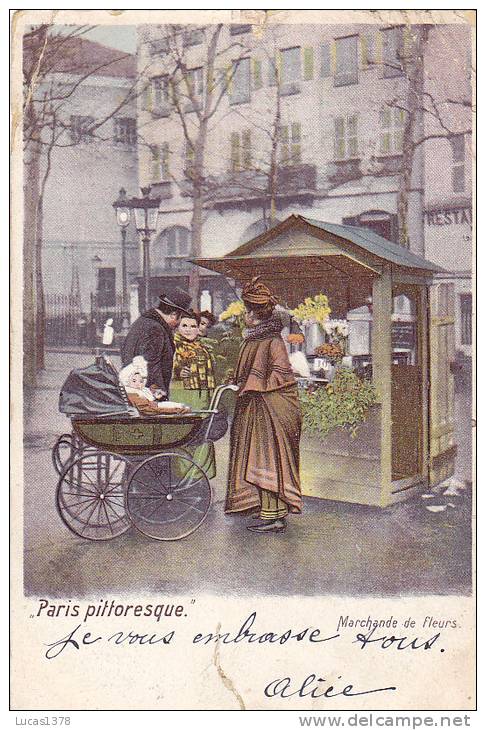 75 / PARIS PITTORESQUE / MARCHANDE DE FLEURS  / DOS NON DIVISE 1903 / - Petits Métiers à Paris