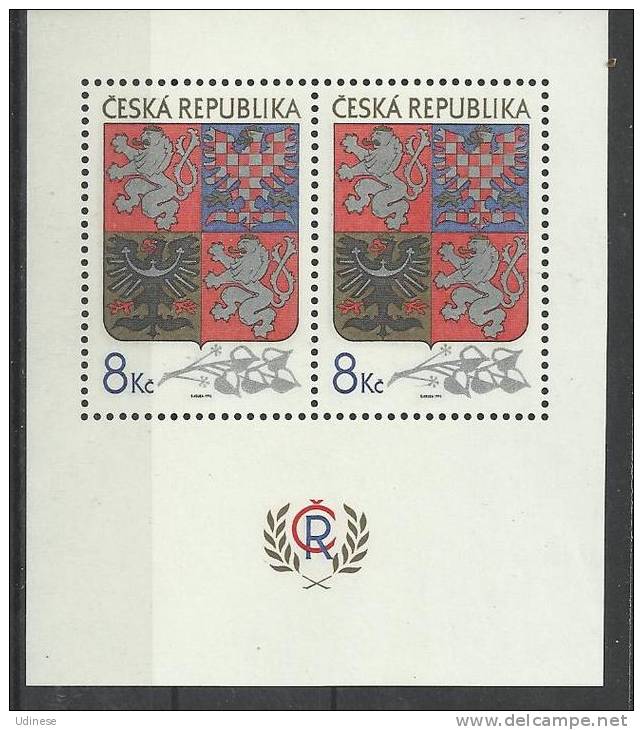 CZECH REPUBLIC 1993 - NATIONAL COAT OF ARMS - S/S - MNH MINT NEUF NUEVO - Unused Stamps