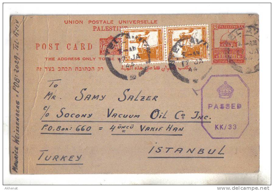 ENG44 - PALESTINA 1917 , Intero Da Tel Aviv Per Instanbul (Turkey) . Poco Fresco - Palestina