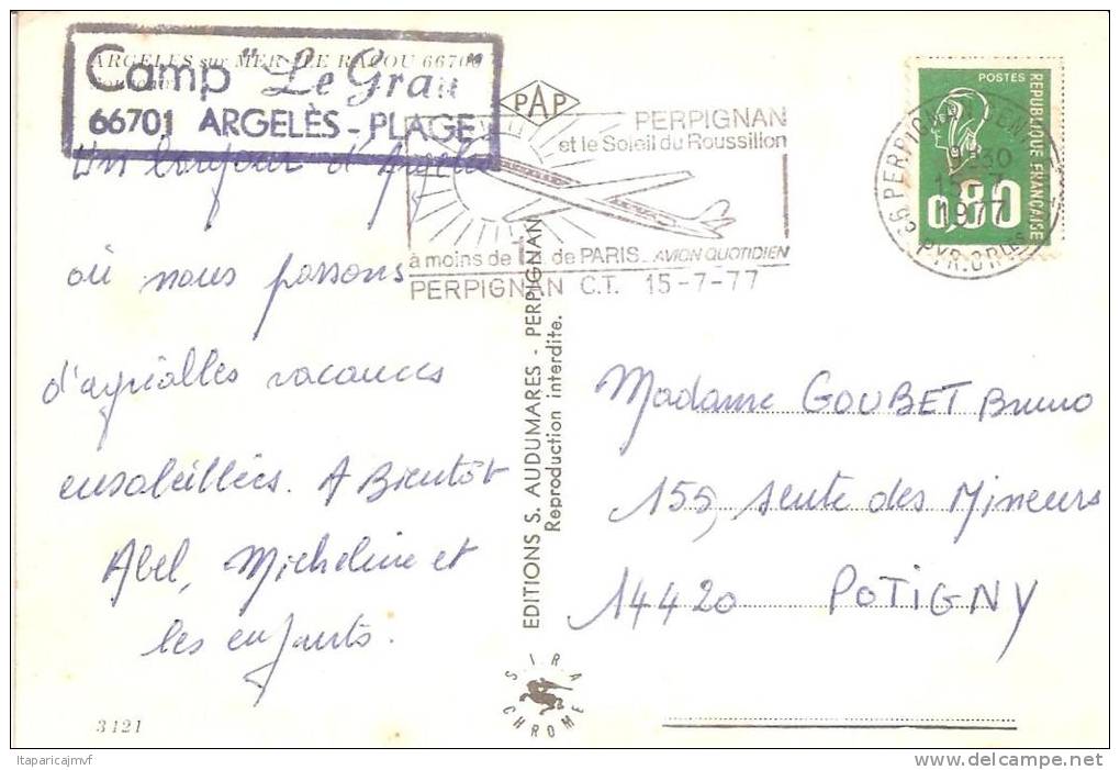 Pyrénees  Orientale : ARGELES  Sur MER :  Vues  1977 - Argeles Sur Mer