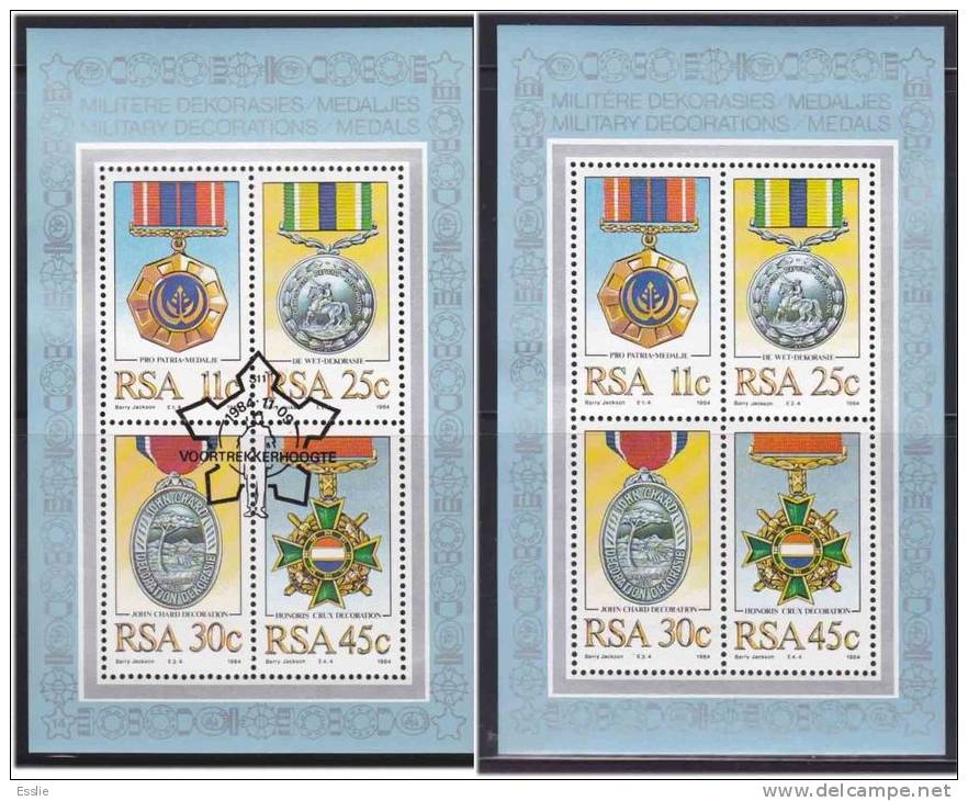 South Africa -1984 Military Medals - 2x Souvernir/Miniature Sheets - Nuovi