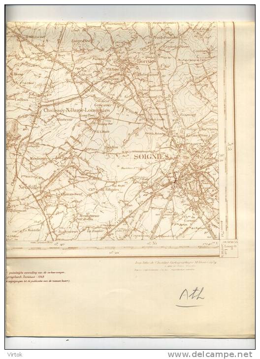 ATH :  Militair Geografisch Instituut :  Avec Des Villages  Environs   (  Format  87  X  63  Cm ) - Ath