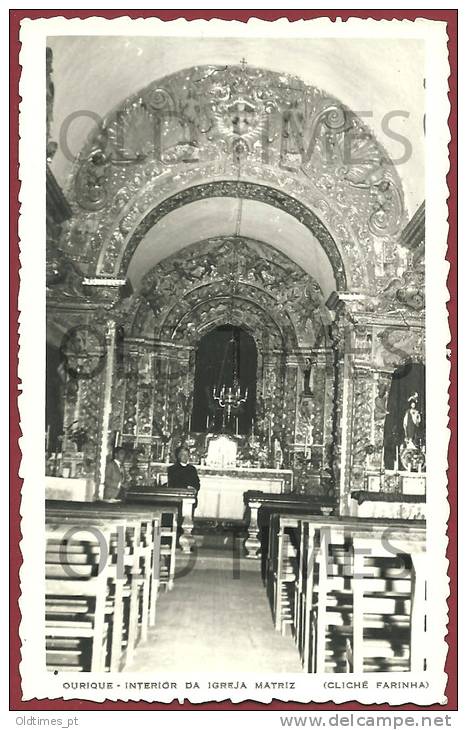 PORTUGAL - OURIQUE - INTERIOR DA IGREJA MATRIZ - 1950 REAL PHOTO PC - Beja