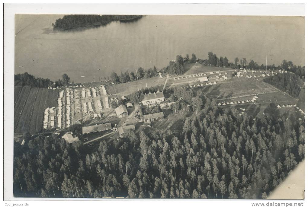 SCOUTING, INTERNATIONAL JAMBOREE IN FINLAND, GIRL SCOUTS AERIAL VIEW OF THE CAMP, EX Cond.  REAL PHOTO, 1931 - Scouting