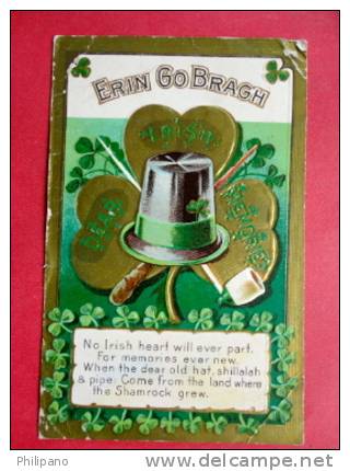 Holidays & Celebrations > Saint-Patrick´s Day  Embossed 1909 Cancel  Erin Go Bragh  Corner Crease - - Ref  582 - Saint-Patrick