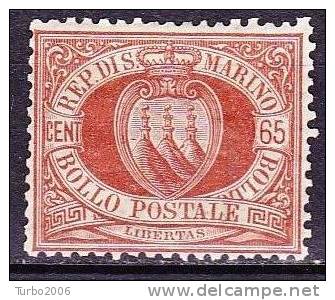 SAN MARINO 1892 Figures And Landscapes  65 C Redbrown MH Mi. 19 - Nuovi