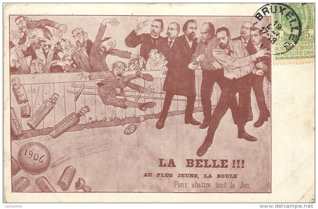 BELGIQUE POLITIQUE SATYRIQUE 1906 LES QUILLES REPRESENTENT  COUSEBANT LIEBAERT DE ROOZ  DESMET .. - Autres & Non Classés