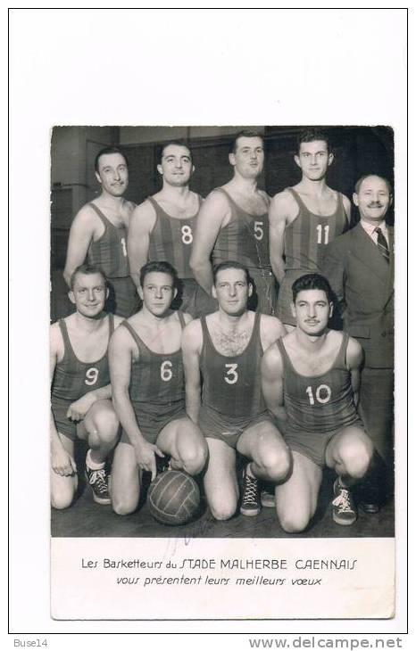 Cpsm 14 Les Basketteurs Du Stade Malherbe Caennais Basket Jean Perniceni Trehet Kerouredan Brudno Marie Lebiez Senecal - Basket-ball