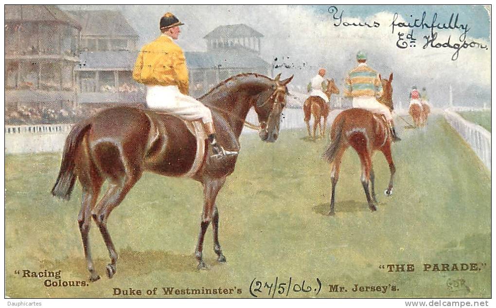 The Parade : Duke Of Westminster's , Mr Jersey's. 2 Scans. Racing Colours. 2 Scans - Ippica