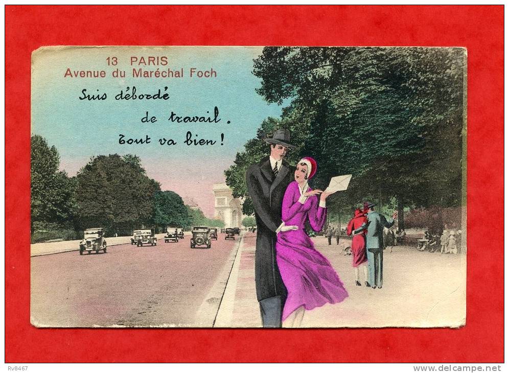 * PARIS-N°13-AVENUE DU MARECHAL FOCH-"Suis Débordé De Travail.Tout Va Bien"(mi Illustrée) - District 15