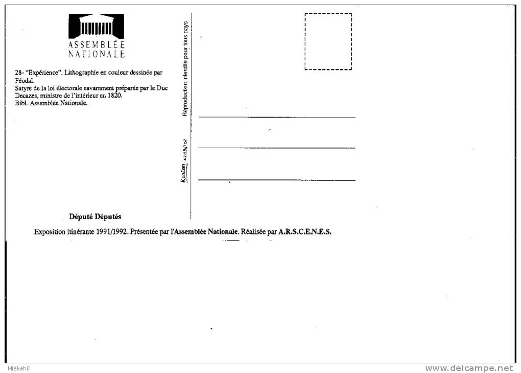 LOI ELECTORALE MINISTRE DECAZES-REPRODUCTION LITOGRAPHIE SATIRIQUE DESSINEE PAR FEODAL - Politieke Partijen & Verkiezingen