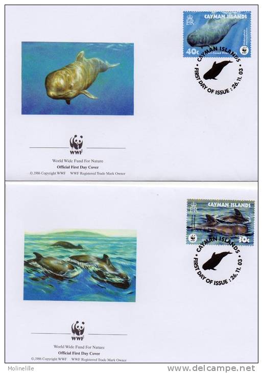 FDC WWF - ILE CAIMAN  N° 957/60 - CETACES (dauphins) - Dauphins