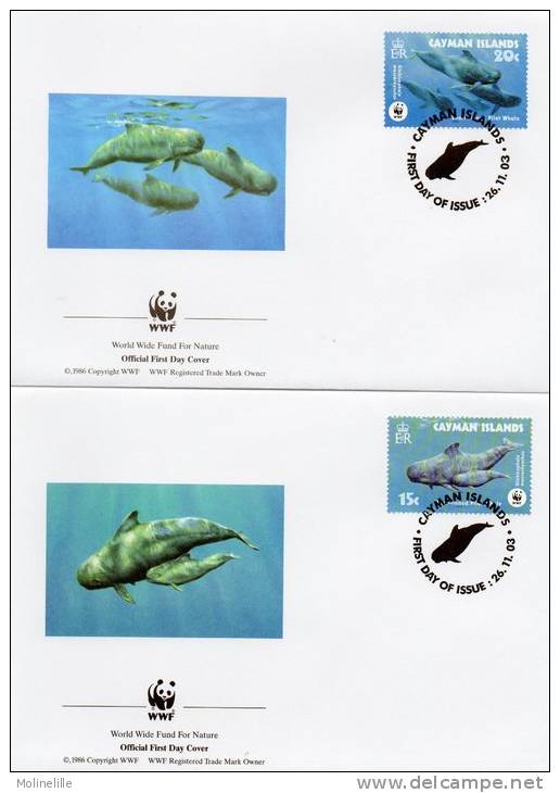 FDC WWF - ILE CAIMAN  N° 957/60 - CETACES (dauphins) - Dauphins