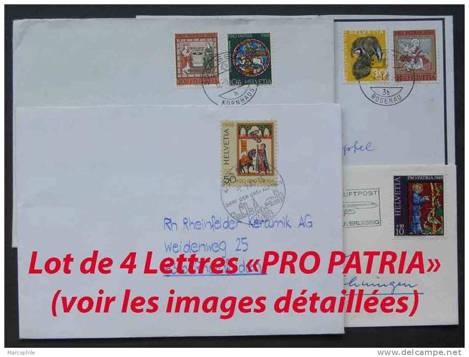 SUISSE - PRO PATRIA / 1966-1988 LOT DE 4 LETTRES / 3 IMAGES (ref 2894) - Storia Postale