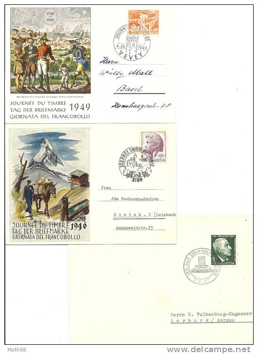 1946 /47/49  Tag Der Briefmarke Mit Zwei Offiziellen Karten - Lettres & Documents