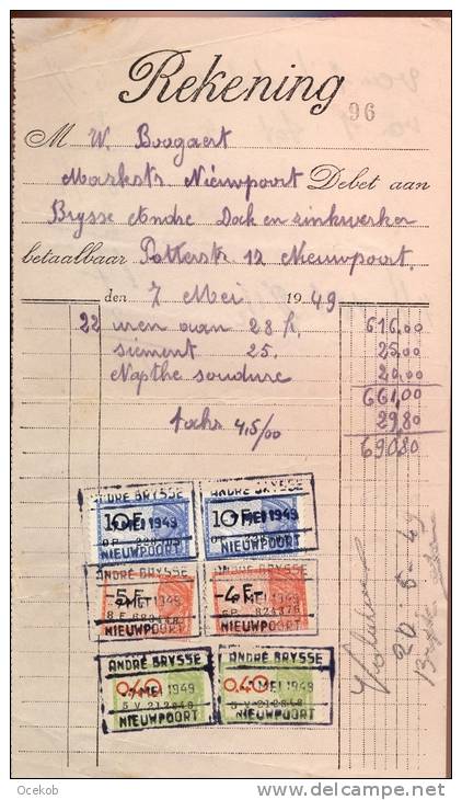 Faktuur - Facture Andre Brysse -  Nieuwpoort - Dak En Zinkwerken - 1949 - Straßenhandel Und Kleingewerbe