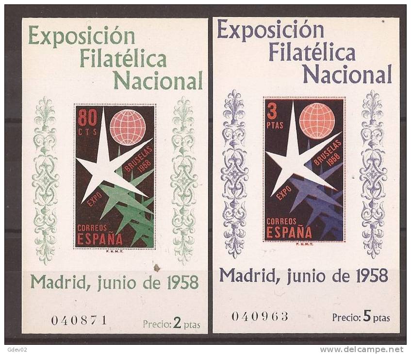 ES1222-1677TEXB.España.Spain.    Espagne.Exposicion  Filatelica Nacional. BRUSELAS 1953.(Ed 1222/3**),sin Charnela. LUJO - 1958 – Brüssel (Belgien)