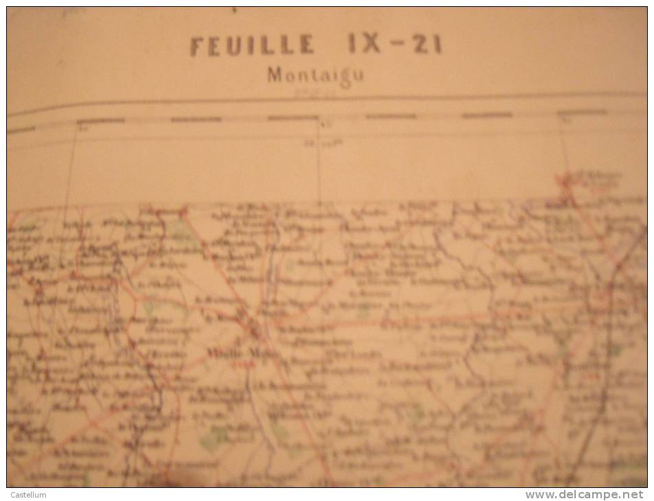 CARTE DE GEOGRAPHIE DE FRANCE-MONTAIGU1879- AVEC ESTAMPILLE -CARTE SERVICE VICINAL - Geographical Maps