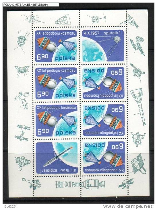 POLAND 1977 20 YEARS OF SPACE EXPLORATION SHEETLET NHM Vostok Wostock Sputnik Mercury USA Russia ZSSR USSR - USA