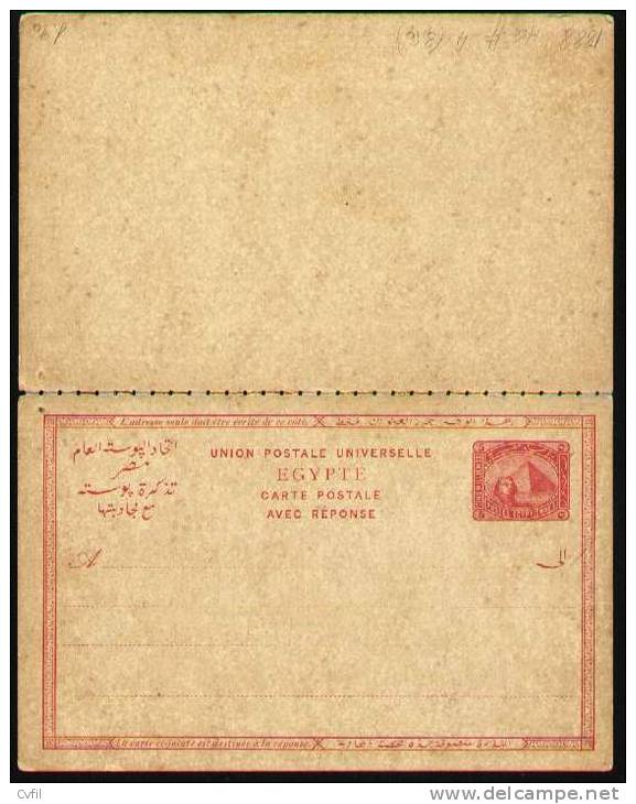 EGYPT1888 - ENTIRE DOUBLE POSTAL CARD Of 5 + 5 Millièmes - 1866-1914 Khédivat D'Égypte