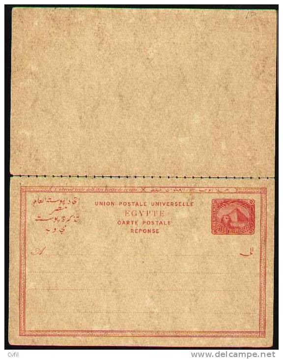 EGYPT1888 - ENTIRE DOUBLE POSTAL CARD Of 5 + 5 Millièmes - 1866-1914 Khedivate Of Egypt