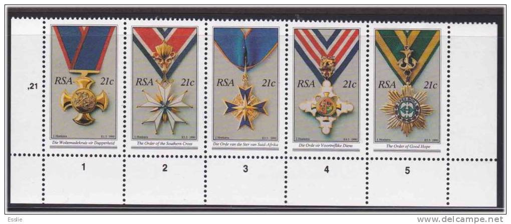 South Africa -1990 National Orders - Setenant Strip Of 5 - Ungebraucht