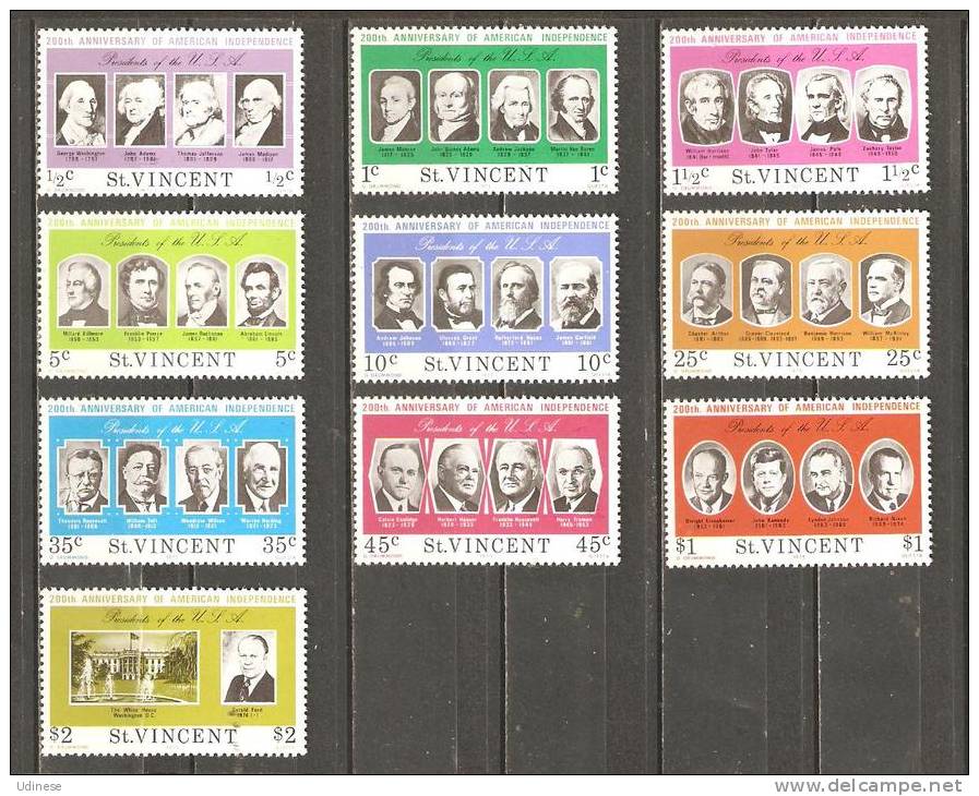 ST. VINCENT 1975 - USA  PRESIDENTS - CPL. SET - MNH MINT NEUF NUEVO - St.Vincent (1979-...)