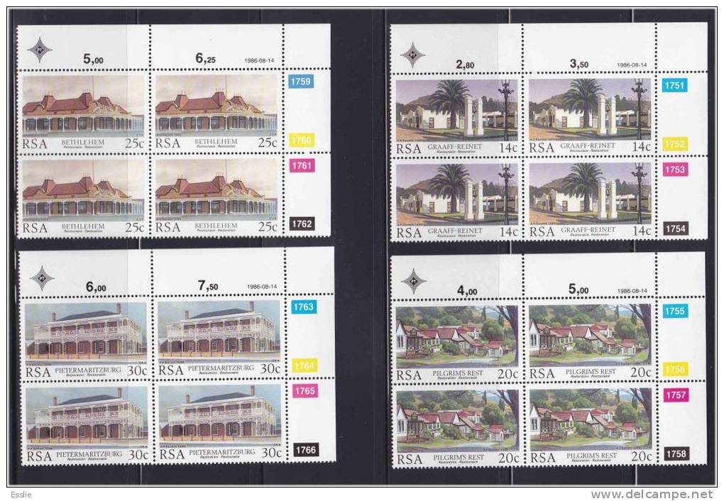 South Africa -1986 Restoration - Control Blocks - Unused Stamps