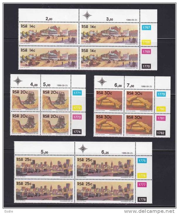 South Africa -1986 The Golden City - Control Blocks - Unused Stamps