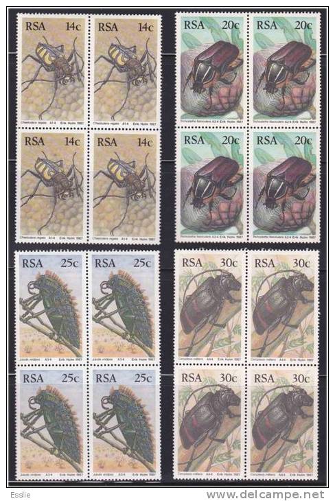 South Africa -1987 Beetles - Blocks Of 4 - Neufs