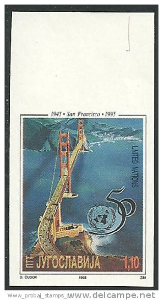 1995 YUGOSLAVIA GOLDEN GATE BRIDGE SAN FRANCISCO NON DENTELLATO IMPERF. IMPERFORATED SET PROOF PROBEDRUCK RARITY ! - Puentes