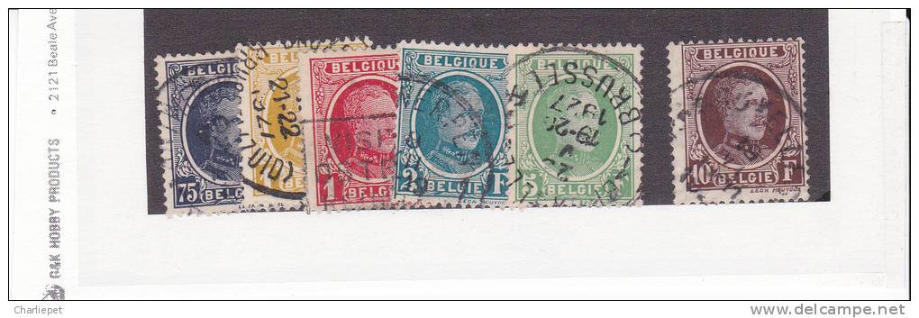 Belgium  Scott # 185-90 Used Set Catalogue $11.00 - 1905 Thick Beard